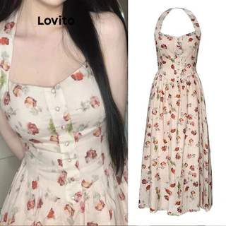 Đầm Lovito họa tiết hoa nhí phong cách thường ngày cho nữ LNA56015