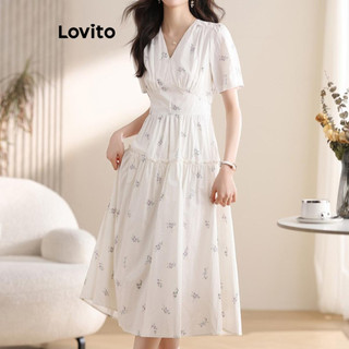 Đầm Lovito họa tiết hoa nhí phong cách thường ngày cho nữ LNE57188