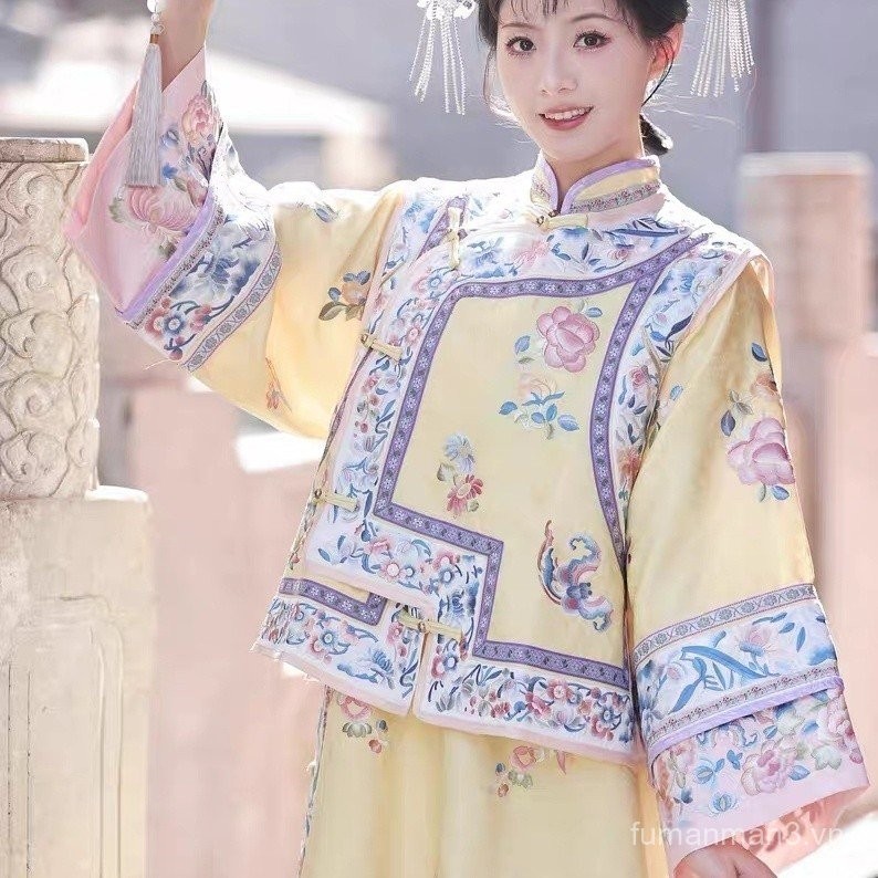Hán phục Thời Nhà Thanh cổ trang trang phục cờ Yanji sườn xám Công Chúa Thời nhà Thanh Gege trang ph