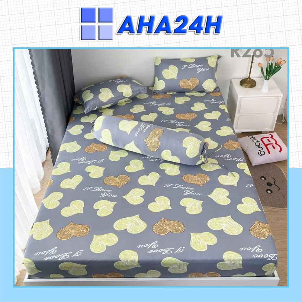 Bộ ga giường 4 món (1 ga + 2 vỏ nằm + 1 vỏ ôm) thun lạnh Tổng Hợp in 3D đủ size drap trải nệm
