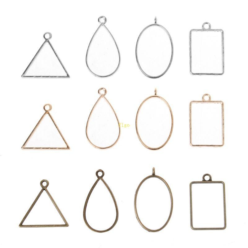 10Pcs Geometric Hollow Square Pressed Flower Frame Pendant Resin Jewelry Making