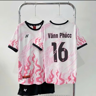 Bộ quần áo bóng đá, Bộ A.Mac trắng hồng, bộ áo đá banh vải thun mè- Có in tên số theo yêu cầu