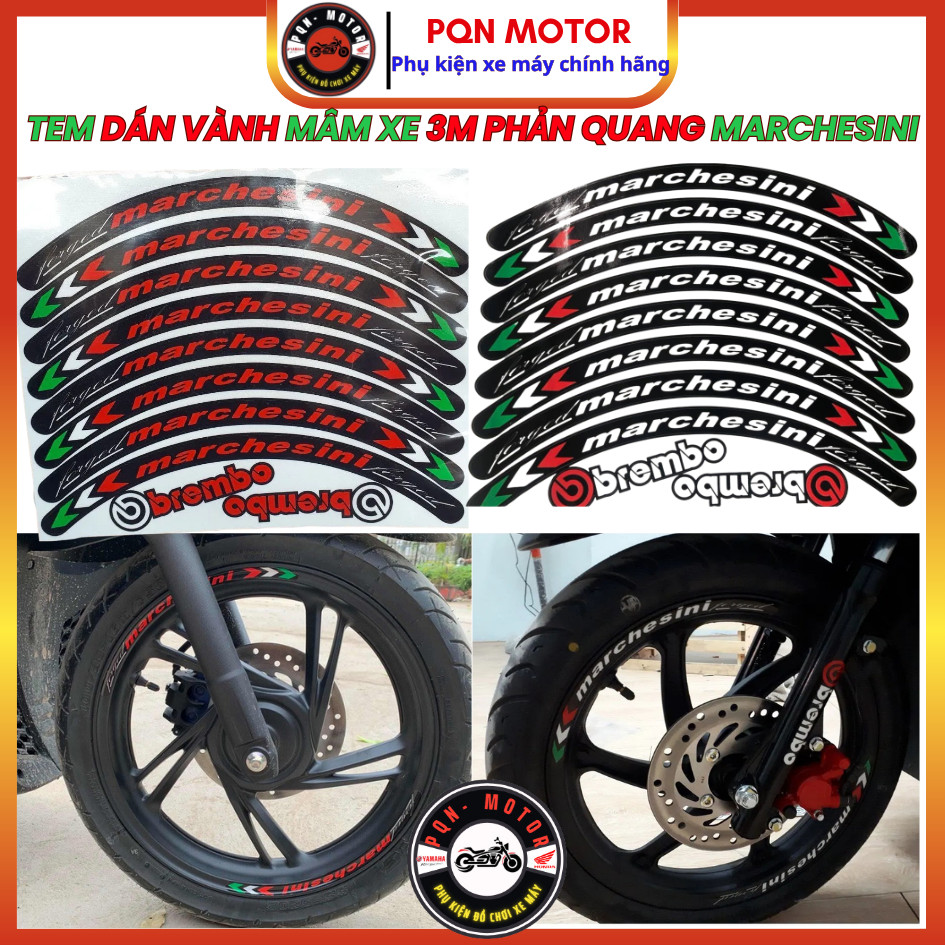 Tem Dán Vành (Mâm) Xe Máy Phản Quang 3M MARCHESINI – Dán Chắc, Bền Màu, Tăng Thẩm Mỹ, An Toàn