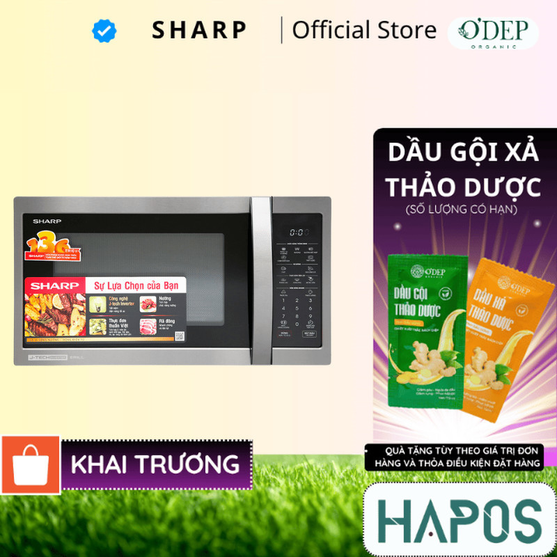 Lò vi sóng kết hợp nướng 28 Lít Sharp R-G728XVN-BST J-Tech Inverter - HAPOS HSA