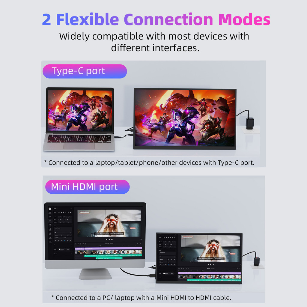 GOOJODOQ Màn hình mở rộng  Màn hình 14 / 15.6 / 16 / 18.5 inch Màn hình IPS góc rộng 1080P FHD Hình ảnh sống động Siêu mỏng & Thiết kế di động | BigBuy360 - bigbuy360.vn