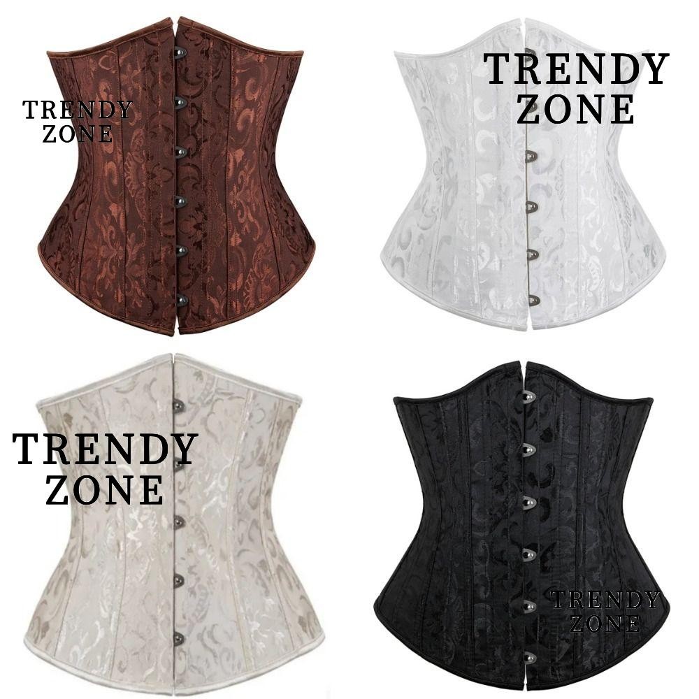 TRENDYZONE Corset Bustier Top, 26 Xương Thép Nữ Jacquard Underbust Corset, Đen Trắng Nâu Eo Huấn Luy
