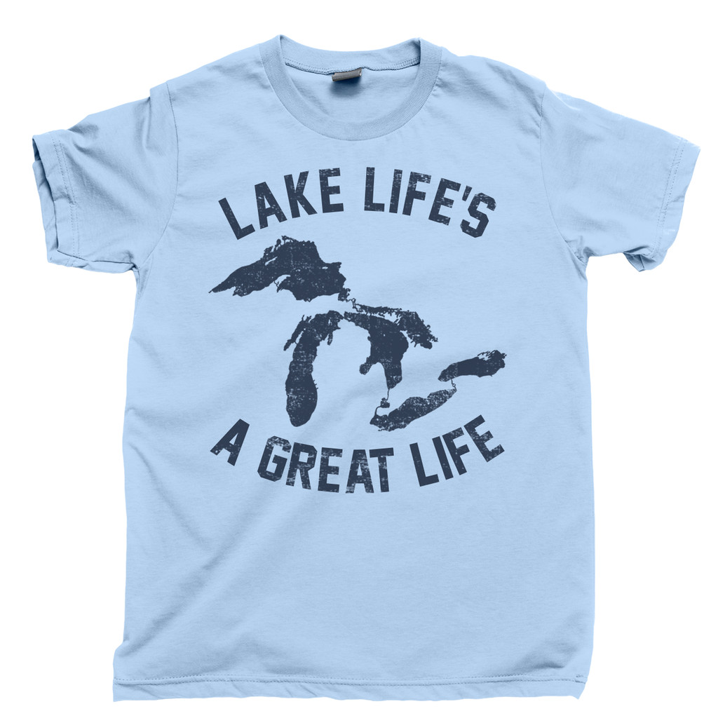 Áo Lake Life Great Lakes Superior Huron Erie Ontario Michigan Boating Tee