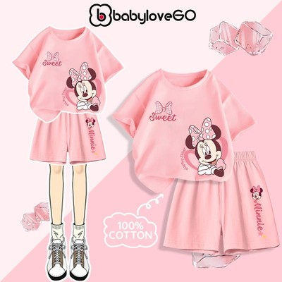 Đồ bộ bé gái BabyloveGO set quần áo Disney ngắn tay trẻ em siêu xinh cho bé 1-10 tuổi