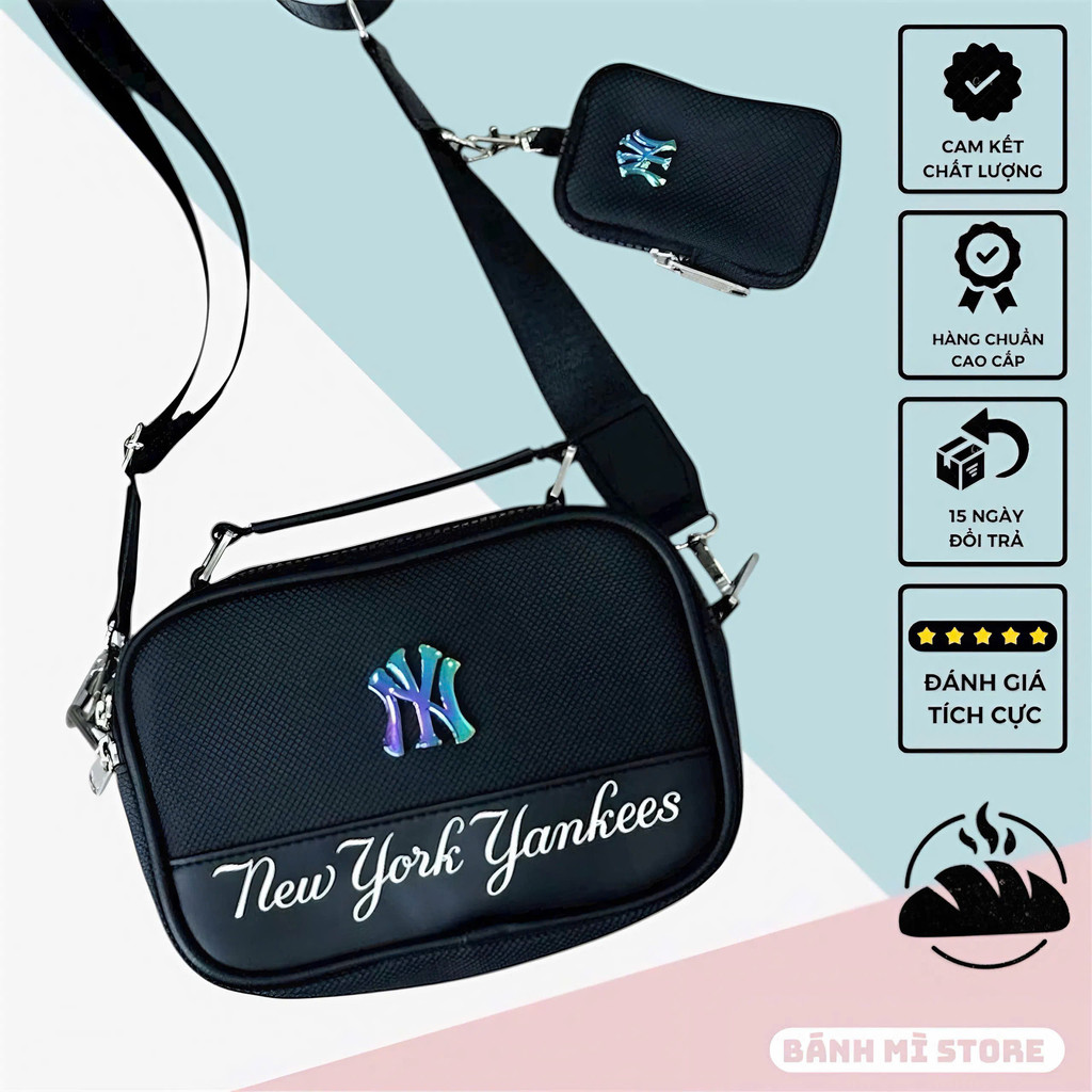 Túi Đeo Chéo MLB TITAN Nam Nữ Bag Sling Mini Cao Cấp Túi NY MLB Da Si Chống Nước Hai Ngăn BÁNH MÌ ST