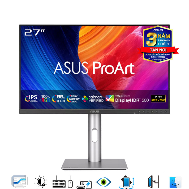 [Full Vat CITY] Màn hình đồ hoạ ASUS Proart PA27JCV (27 inch / 5K /IPS /60Hz / 5ms/ VRR / AGLR) - Hà
