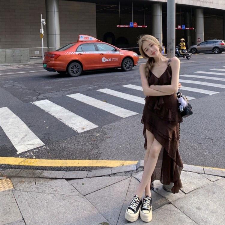 RICH-THEY Váy Hai Dây Phong Cách Retro Dành Cho Nữ Mùa Hè Váy Xếp Nếp Thời Trang Mới Gợi Cảm | BigBuy360 - bigbuy360.vn