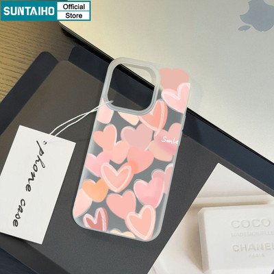 Suntaiho Thẩm Mỹ Hồng LOVE Họa Tiết Hoa Trong Suốt Mờ Dành Cho Iphone 16 15 14 12 13 11 Pro Max IP 7 8 Plus Iphon X Xs XR Xs Max TPU Silicon Mềm Cao Cấp Chống Sốc Ốp điện thoại