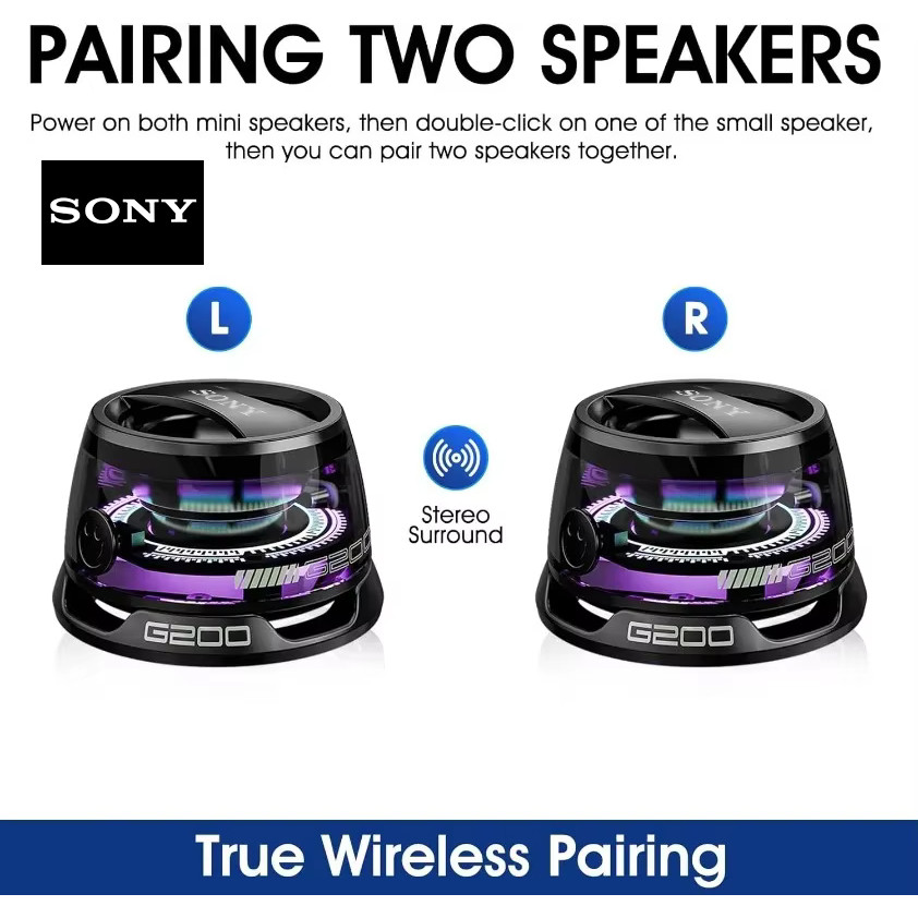 Loa Bluetooth Di Động SONY-G200 HECATE G200 RGB Chiếu Sáng Loa Từ Tính BT5.3 Hộp Âm Thanh Mini 7 Giờ