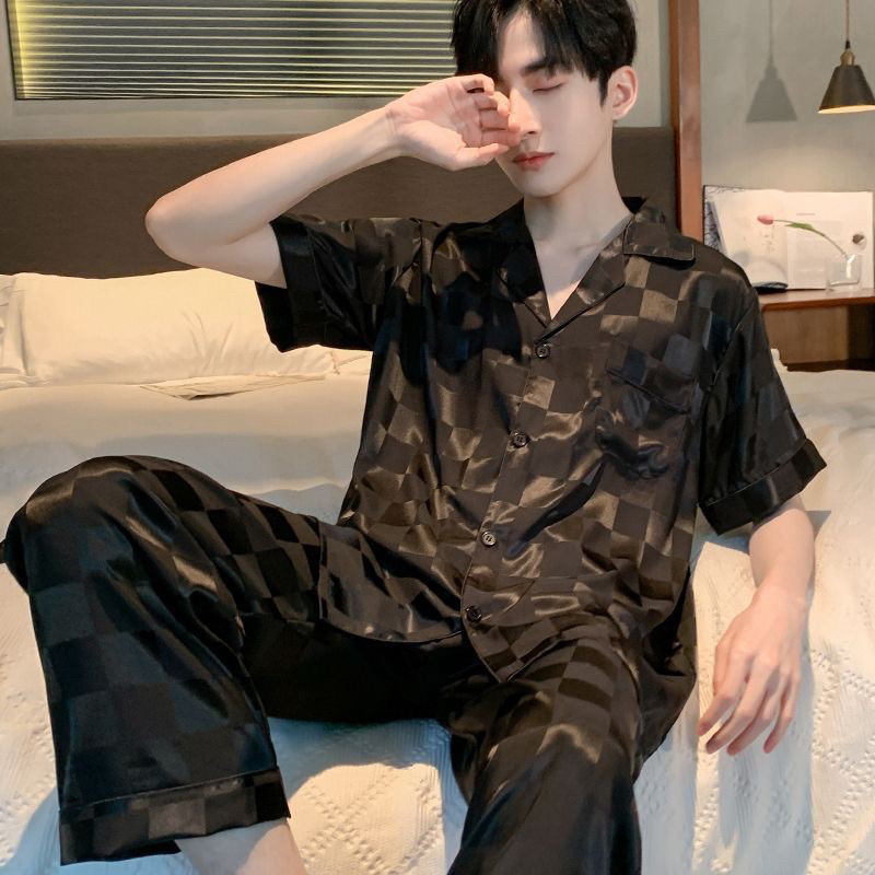 Bộ quần áo ngủ lụa pijama xuân thu nam nữ