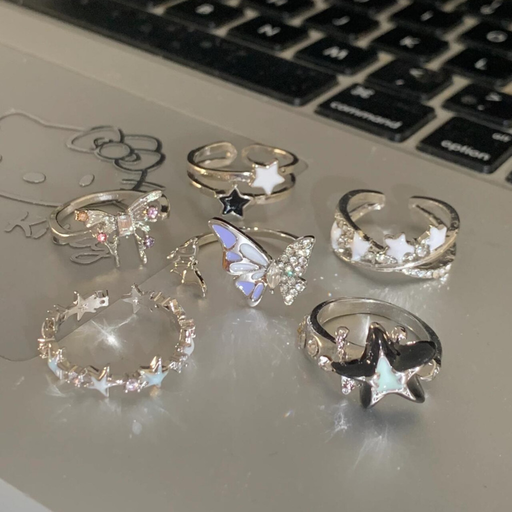 Nhẫn Bướm Ngôi Sao Hợp Kim Kim Kim Cương Giả Phổ Biến Cho Nữ