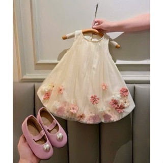 10-25kg Váy bí hoa ren lưới 2 lớp Xkids