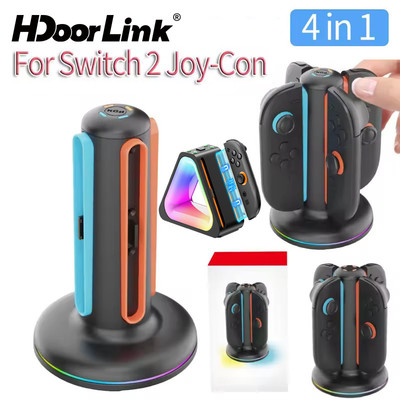 Đế sạc HdoorLink RGB cho Switch 2 Bộ điều khiển 4in1 Bộ điều khiển từ tính Trạm sạc từ tính Trạm sạc cho Switch2