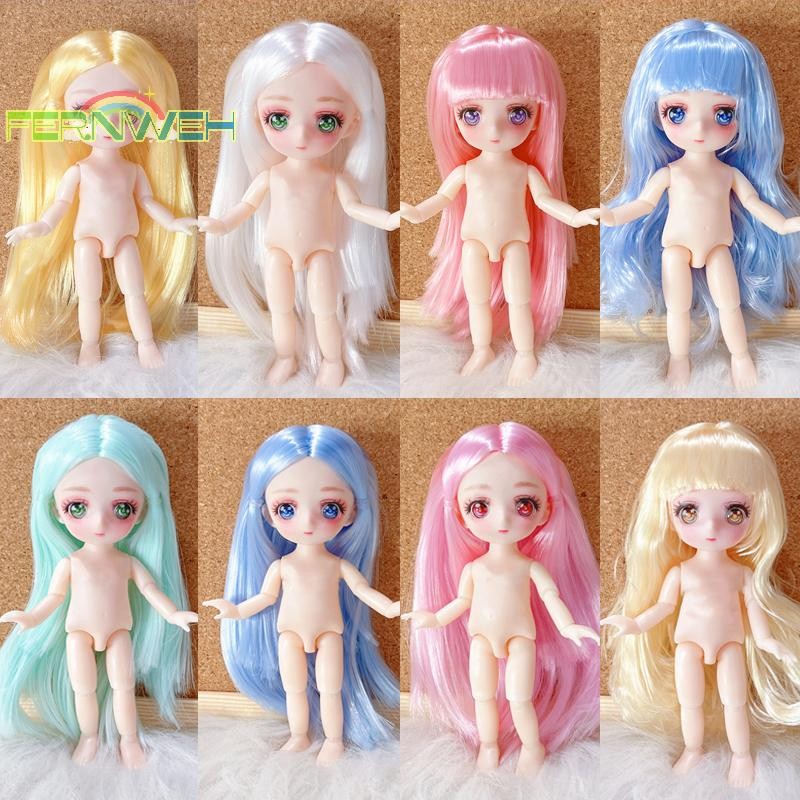 [Fernweh] Anime 3D Eyes Bjd Doll Body 16cm Manga Mặt Hình Cầu Khớp Khỏa Thân Haploid ​Phụ kiện búp b