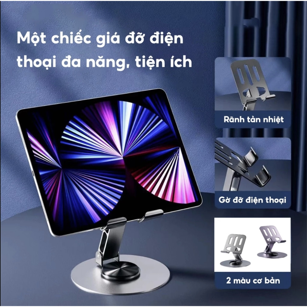 Giá đỡ Điện thoại Máy tính Bảng iPad HỢP KIM Xoay 360 độ Gấp gọn Kệ đỡ iPhone Android Table Kệ Điện Thoại Xem Phim Live | BigBuy360 - bigbuy360.vn