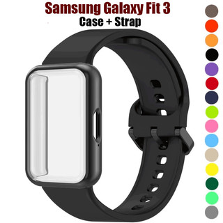 Ốp Lưng Mềm + Dây Đeo Silicon Cho Samsung Galaxy Fit 3 Ban Nhạc Chính Thức Vòng Tay Bộ Correa Cho Galaxy Fit3 Vỏ Bảo Vệ