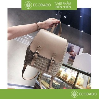 Balo cói phối da Retro cực độc dễ phối đồ | Ecobabo