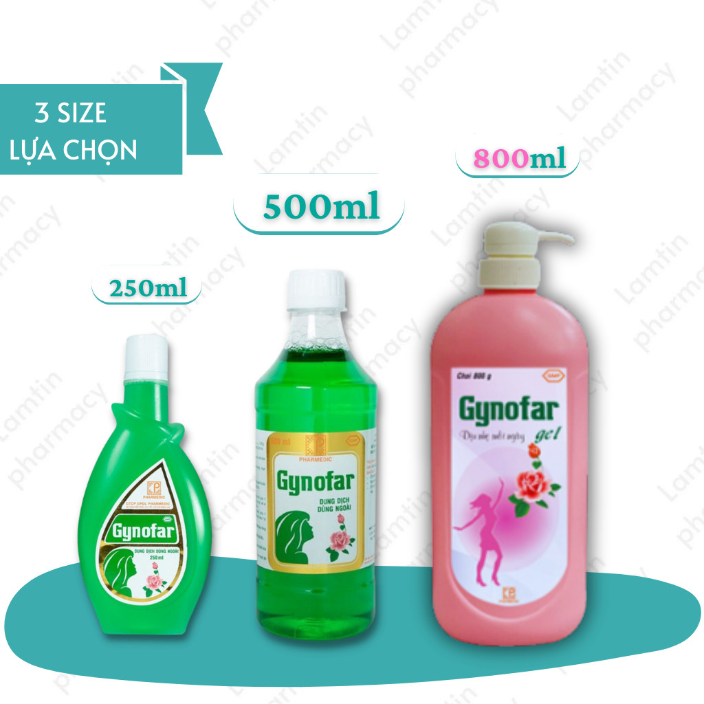 Gynofar Vệ Sinh Phụ Nữ Dung Dịch Dùng Ngoài, tắm mụn lưng Sát Trùng Ngoài Da Chai 250ml, 500ml, 800m