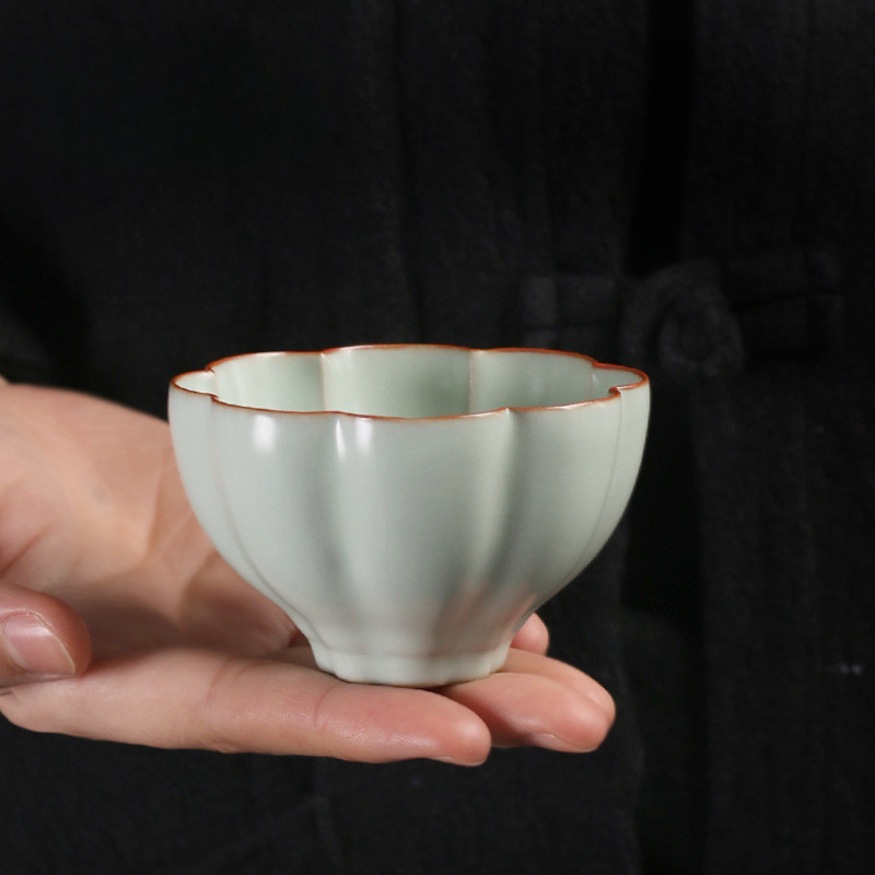 [Haofan] Tianqing Kaichi Ru Kiln Tea Cup Trung Quốc Retro Gốm Master Cup Kung Fu Tea Set Tea Cup