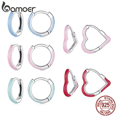 Bông tai bạc Bamoer 925 Thiết kế nhẫn đầy màu sắc Trang sức chống dị ứng Quà tặng nữ