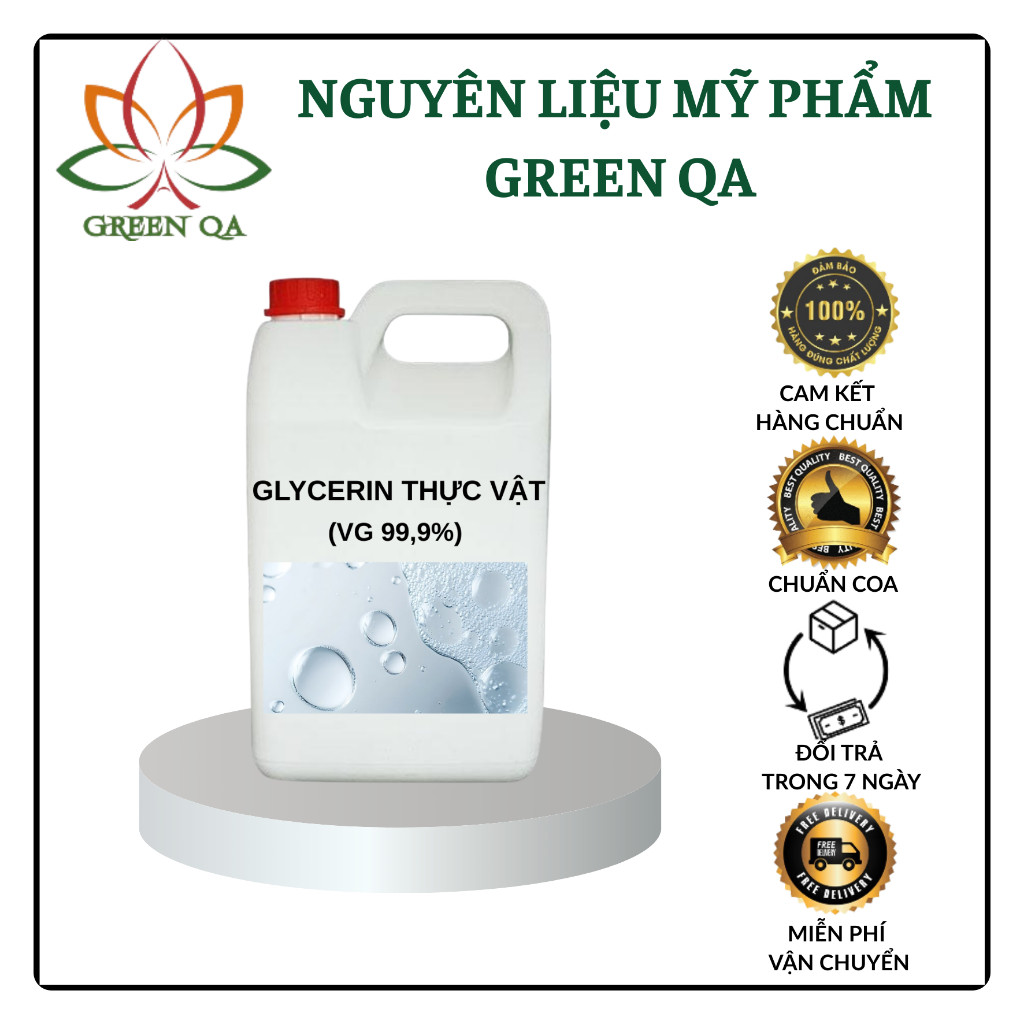 15KG Glycerin Thực Vật Nguyên Chất  99,5% - 99,9% (VG), Chất Dưỡng Ẩm, Nguyên Liệu Mỹ Phẩm Green QA