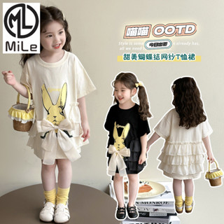 [ML] 90-140CM Đầm Bé Gái Mùa Hè Phong Cách Mới Bé Gái Mùa Hè Váy Trung Dài T Top