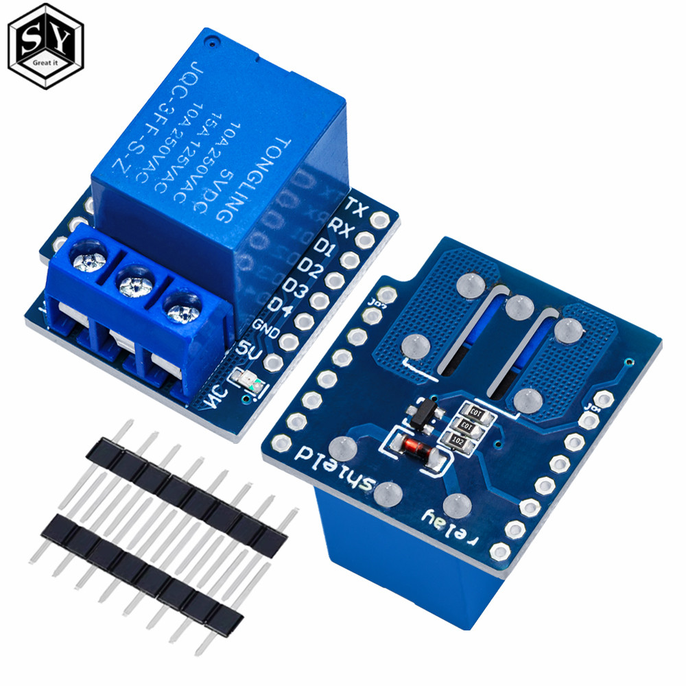 1 Bộ Một Kênh Wemos D1 Mini Relay Shield Wemos D1 Mini Relay Module Cho ESP8266 Ban Phát Triển 1 kên