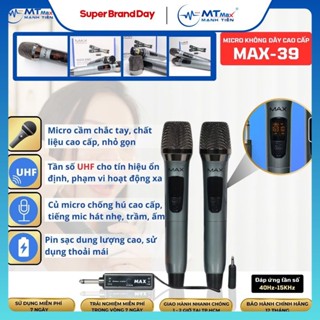 [SIÊU PHẨM] Combo 2 Micro đa năng không dây MAX 39 hát karaoke gia đình cực hay trang bị màn hình LCD hiển thị tần số
