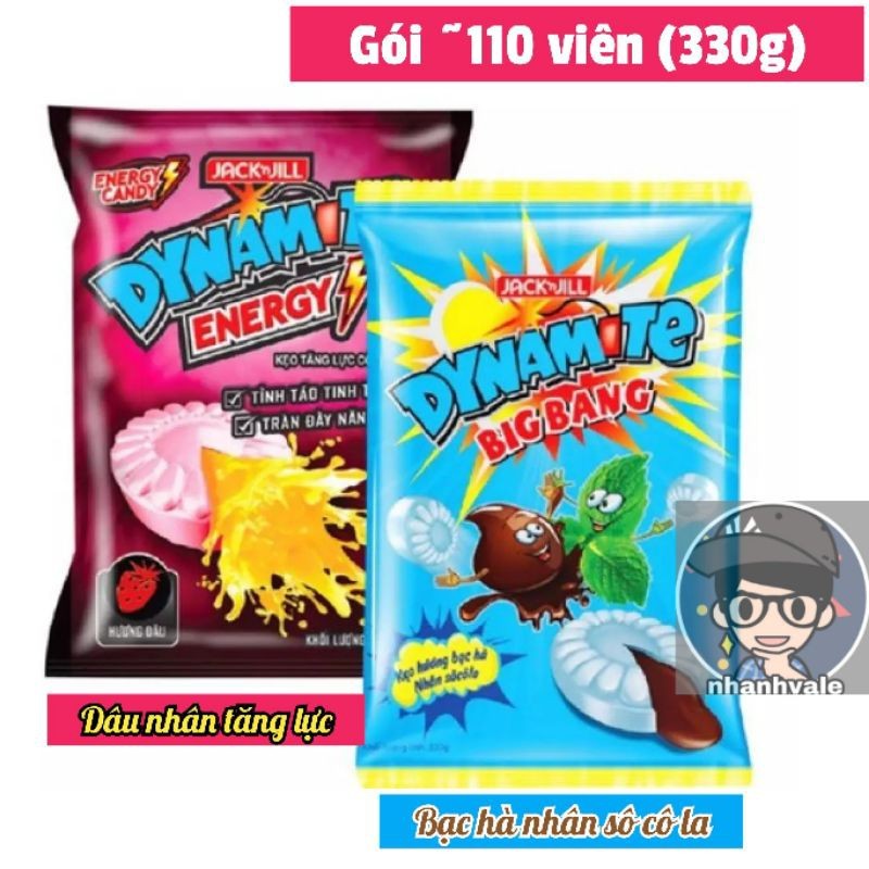 Kẹo Dynamite vị Bạc hà nhân socola / Dâu nhân tăng lực gói 330g