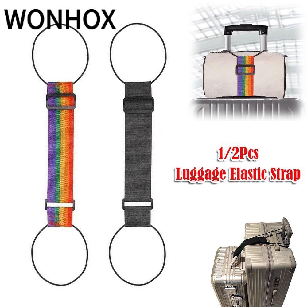 WONHOX 1 / 2 Dây đeo đàn hồi hành lý, Dây nối hành lý di động đa năng, Dây đeo đóng gói hành lý có thể điều chỉnh Phụ kiện Luggag