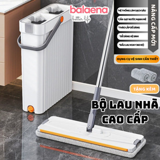 Bộ cây lau nhà 360 độ thông minh cho nhà tắm cao cấp tách nước cán dài Lau 2 Ngăn 2 Bông Lau Balaena