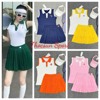 [PICKLEBALL] Bộ tập pickleball nữ, Sét Áo sát nách váy thể thao sport chơi golf, tennis, cầu lông, pickleball siêu đẹp