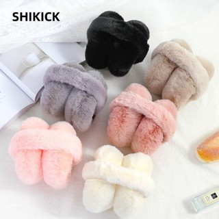 Máy sưởi tai sang trọng SHIKICK, Bịt tai mùa đông gấp bảo vệ lạnh, Bông tai dày màu trơn ấm áp dễ thương dành cho nữ