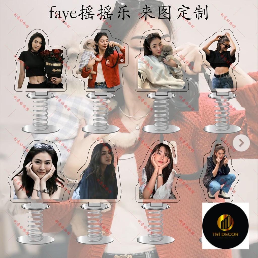 Blank The Series FayeYoko Faye Peraya Yoko Apasra Lắc lò xo hai mặt, đồ trang trí để bàn sáng tạo, q