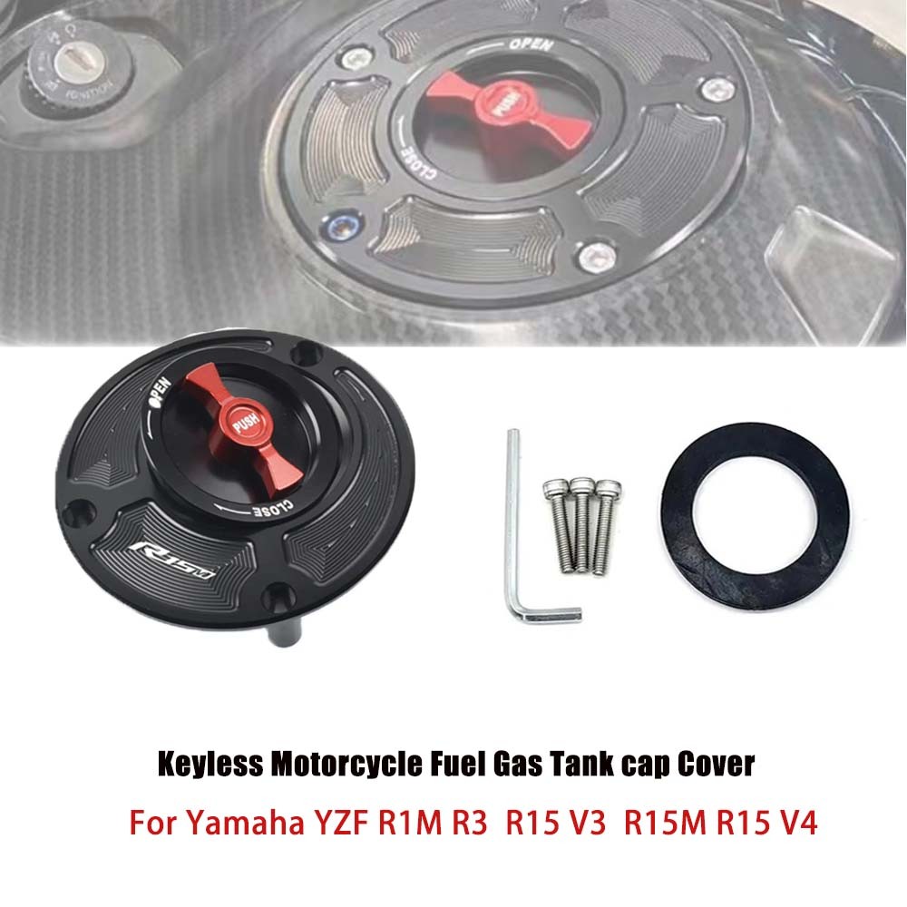 Dành Cho Xe Yamaha YZF R1M R1 R3 R15V3 R15M R15 V4 Keyless Xe Máy Nhiên Liệu Bình Khí Nắp Bao Nhôm Phụ Kiện