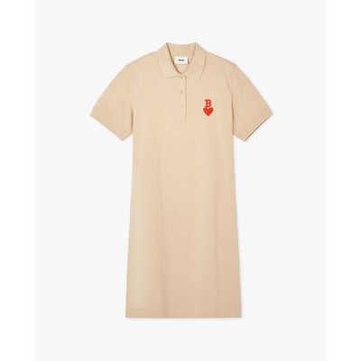 MLB - Đầm polo nữ cổ bẻ tay ngắn mini Heart Piqué_3FOPH0143-43BGL