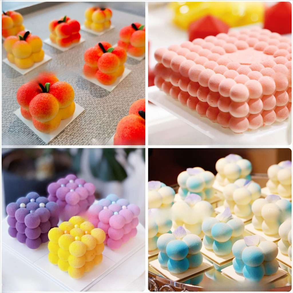 Bánh Rubik của Pháp Mousse Khuôn silicon 8 Bubble Ball Dessert West Pastry Custard Mold Food Grade