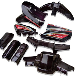 Bộ vỏ nhựa Dream màu Tím nho, Nhựa pp đen (cho xe Thái Việt máy Honda, dàn áo 2 II) - CT