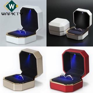 Wapkty Hộp Nhẫn Cưới, Đèn LED Trang Sức Tổ Chức Hộp Nhẫn Cặp Đôi, Hình Trái Tim Trang Sức Sang Trọng Quà Tặng Bao Bì Nhẫn Hiển Thị Hộp Quà Cưới Đính Hôn