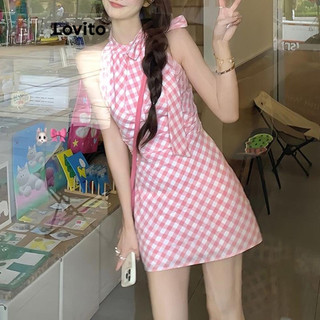 Đầm Lovito xếp li họa tiết hình thoi phong cách thường ngày cho nữ LNA69294