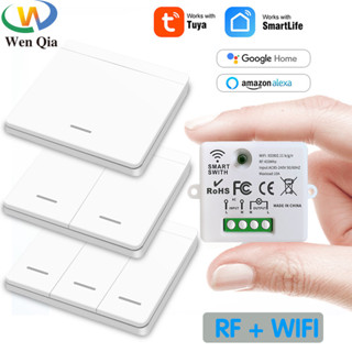 Wifi Mini Switch Tuya Cuộc Sống Thông Minh Ứng Dụng Nút Nhấn Công Tắc Đèn RF 433Mhz Bảng Điều Khiển Tường DIY Relay Module Hẹn Giờ Google Home Alexa