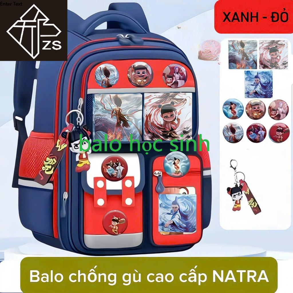 Balo chống gù cao cấp NATRA dành cho các bạn lớp 1 - lớp 7 , tặng kèm 1 móc khoá , 3 bức tranh và 6 