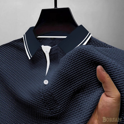 Áo thun nam băng lụa lưới ngắn tay dáng rộng cổ áo Polo thông thường khô nhanh thoải mái và thoáng khí LY20