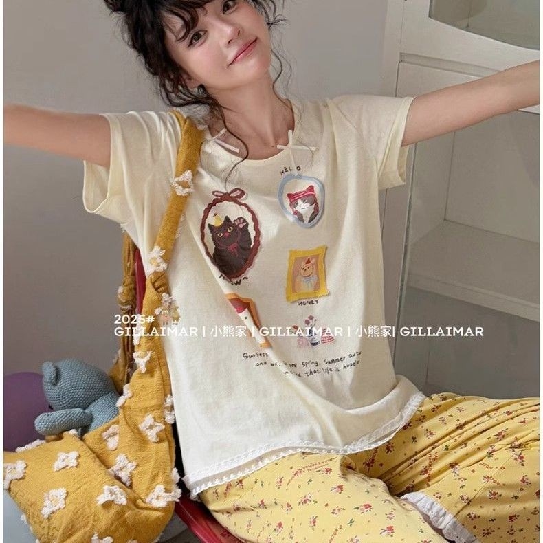 6.2 Kích Thước Lớn Ren Hoa Bộ Đồ Ngủ Nữ Hoạt Hình Dễ Thương Loungewear Nữ | BigBuy360 - bigbuy360.vn