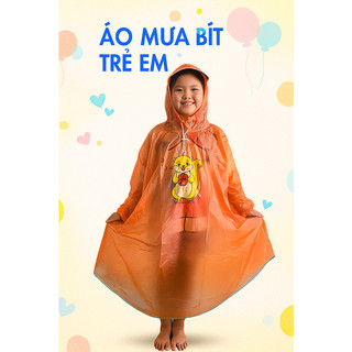 Áo Mưa Cho Bé - Áo Mưa Bít 2 bên, không xẻ tà trẻ em size từ 4-12 tuổi (Hình Ngẫu Nhiên) CHE KHÔ CẢ NGƯỜI LẪN BALO 🎒