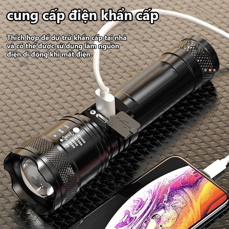 Đèn Pin LED Cầm Tay Siêu Sáng Pin Trâu 3 Chế Độ, Pin Tích Điện Dùng Tới 6h Liên Tục, Chống Nước Tốt | BigBuy360 - bigbuy360.vn